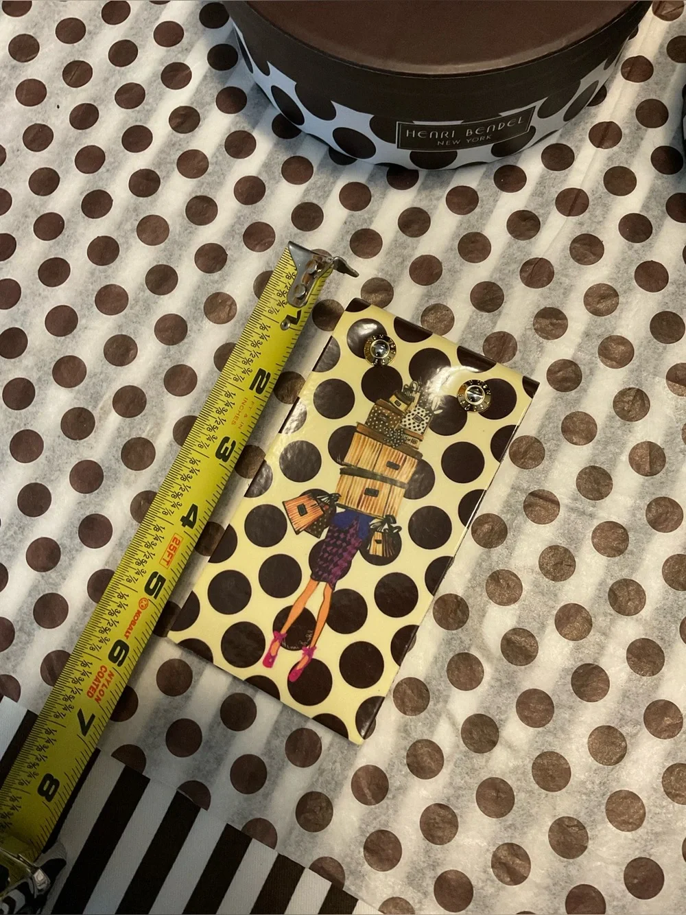 In Original Box Henri Bendel Graphic Pocket Leather Notepad - Shopping Girl Dots